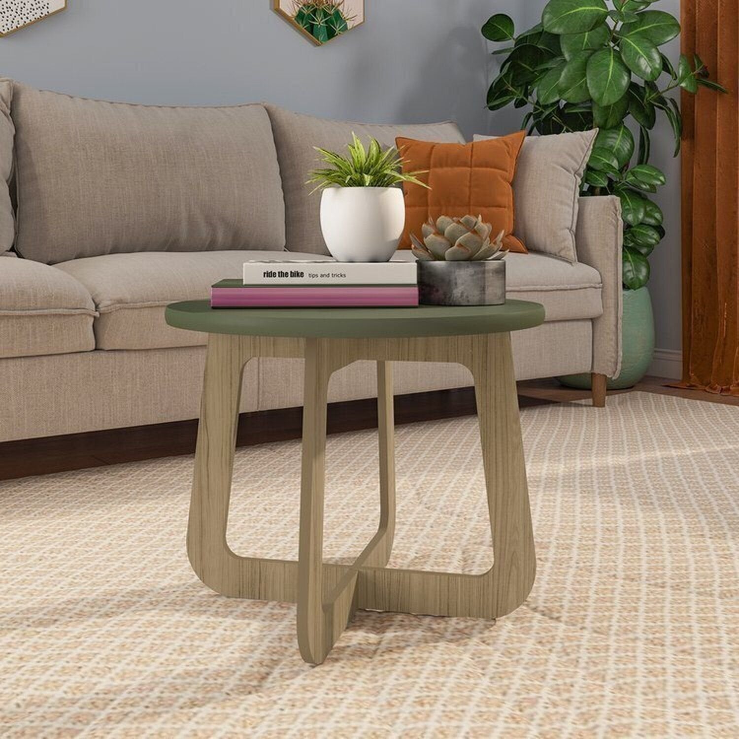 Conjunto Sala de Estar Completa 4 Peças Rack para TV Até 75 Polegadas Mesa Centro Lateral Aparador Carvalho Menta Espresso Móveis
