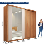 Guarda-Roupa Casal Ripado 2 Portas 4 Gavetas com Espelho Suburban Caemmun 100% MDP/MDF Freijó/Off White