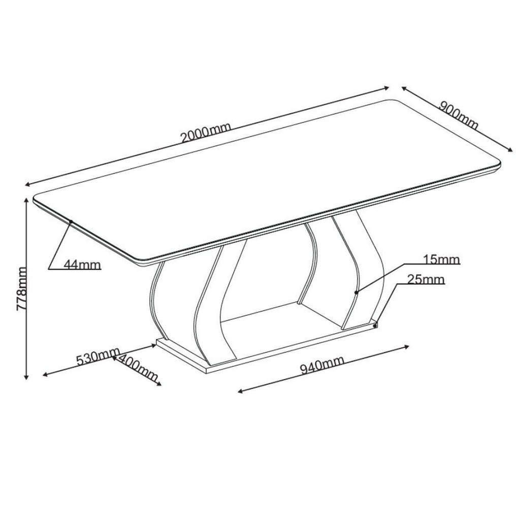 Conjunto Sala de Jantar Mesa Retangular Tampo Vidro/MDF Oversized com 8 Cadeiras Viero 316285368