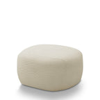 Conjunto Poltrona Base Fixa e Puff Decorativo Charlote Sala de Estar Bouclê Bege G88 Gran Belo