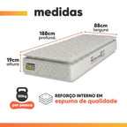 Colchão Solteiro Espuma D33 Pillow Top New Millenium Hellen Branco 88x188x19cm