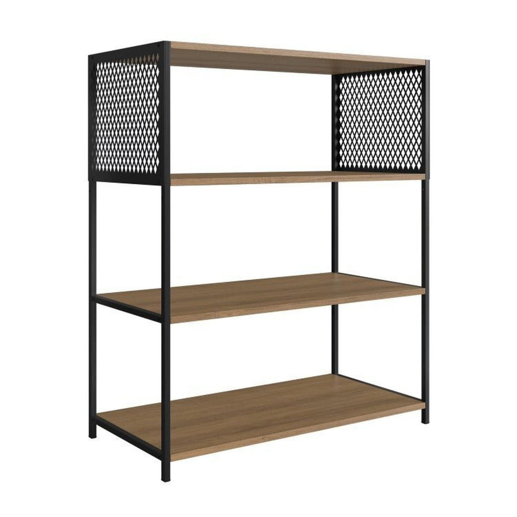 Conjunto Sala de Estar Completa Rack TV 60 Polegadas, Estante e Aparador Industrial Telado Marrom Espresso Móveis