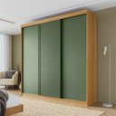 Guarda-Roupa Casal 3 Portas de Correr Samambaia CabeCasa MadeiraOriginals Carvalho