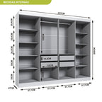 Guarda-Roupa Casal com Espelho 8 Portas 4 Gavetas Paris Maxel Branco