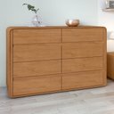 Cômoda para Quarto 8 Gavetas Puxador Embutido Loop 152cm Bege Amêndoa Clean/Off White