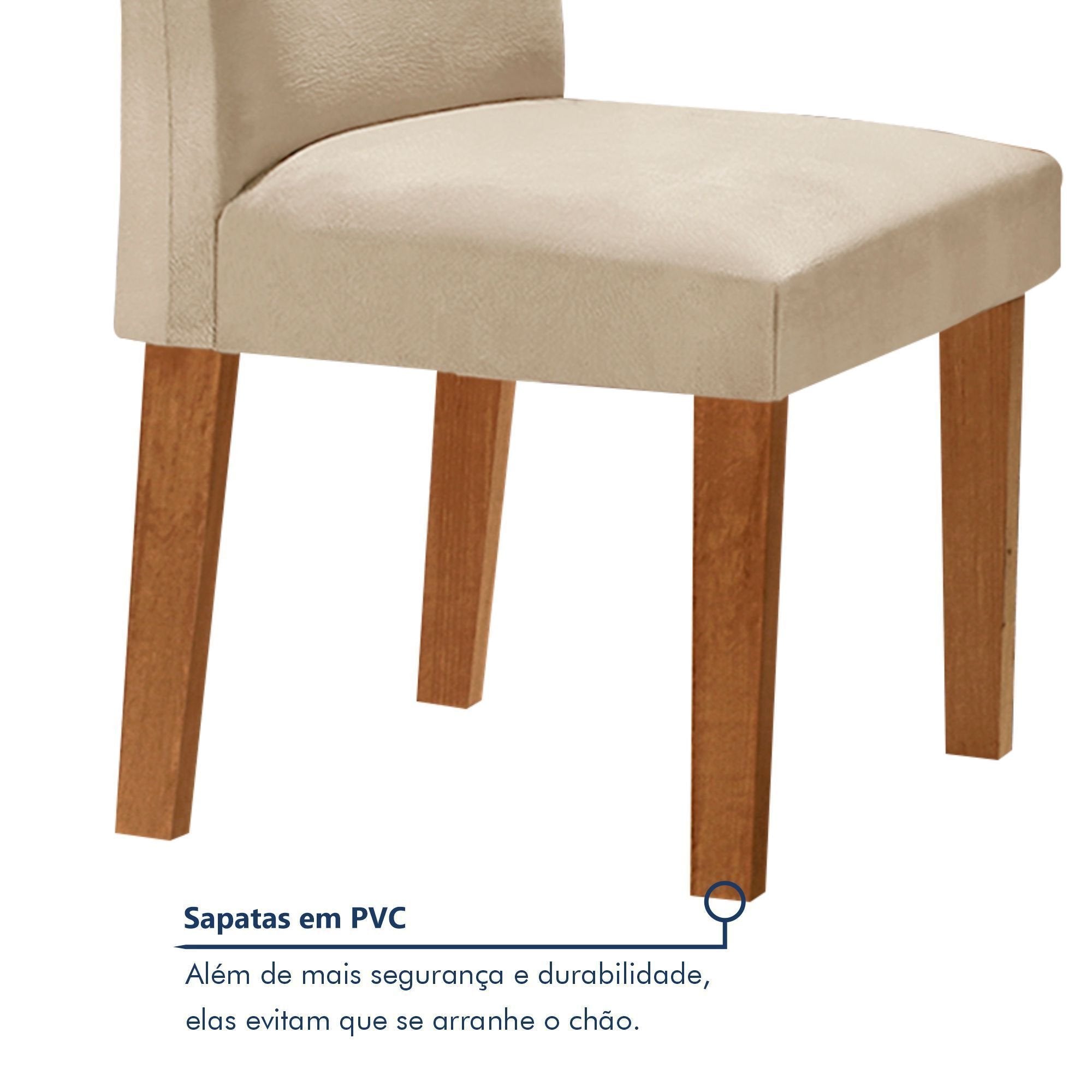 Conjunto Sala de Jantar Mesa Redonda Tampo Vidro e MDF com 6 Cadeiras Luísa Smart Plus Cel Móveis