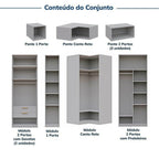 Guarda-Roupa Modulado de Canto 10 Peças 18 Portas Jade CabeCasa MadeiraMadeira