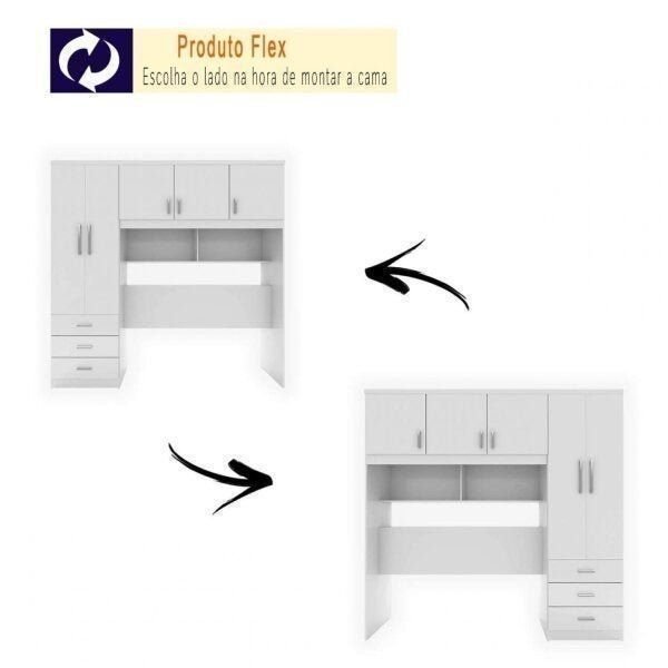 Guarda-Roupa Casal 5 Portas 3 Gavetas Cabeceira Baú Cancun Yescasa Branco