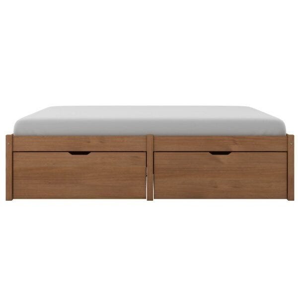 Cama Casal 4 Gavetas Madeira Maciça Beauty Marrom/Amêndoa