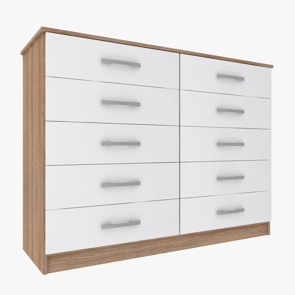 Cômoda para Quarto 10 Gavetas Premium Marbela Evidência Móveis 92cm Branco