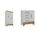Quarto Infantil Completo Guarda-Roupa 4 Portas 2 Gavetas com Cômoda Liz Espresso Móveis