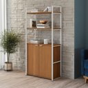 Estante de Livros Industrial em Aço com 2 Portas e 2 Prateleiras 151x72cm Canela/Preto