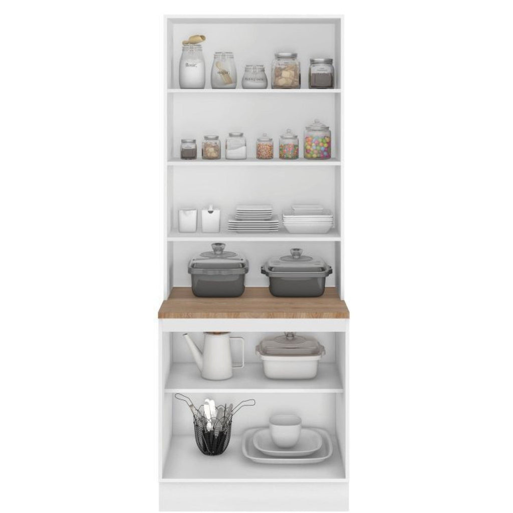 Cozinha Completa Modulada Unna Yescasa 6 Peças 15 Portas 2 Gavetas Paneleiro Nicho Branco
