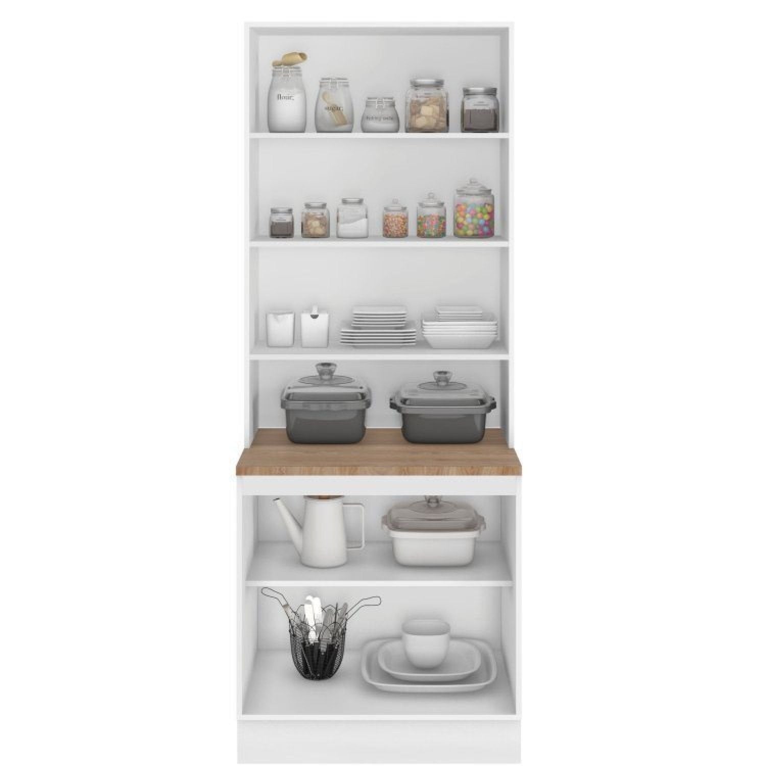 Cozinha Completa Modulada Unna Yescasa 6 Peças 15 Portas 2 Gavetas Paneleiro Nicho Branco