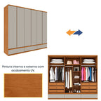Guarda-Roupa Casal 6 Portas 9 Gavetas 270cm Tóquio Yescasa 100% MDF Bege/Cinamomo/Off White