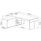 Escrivaninha Mesa Escritório em L com Caixa de Tomada Tamburato Estação Diretoria 202,5cm Marrom Artany