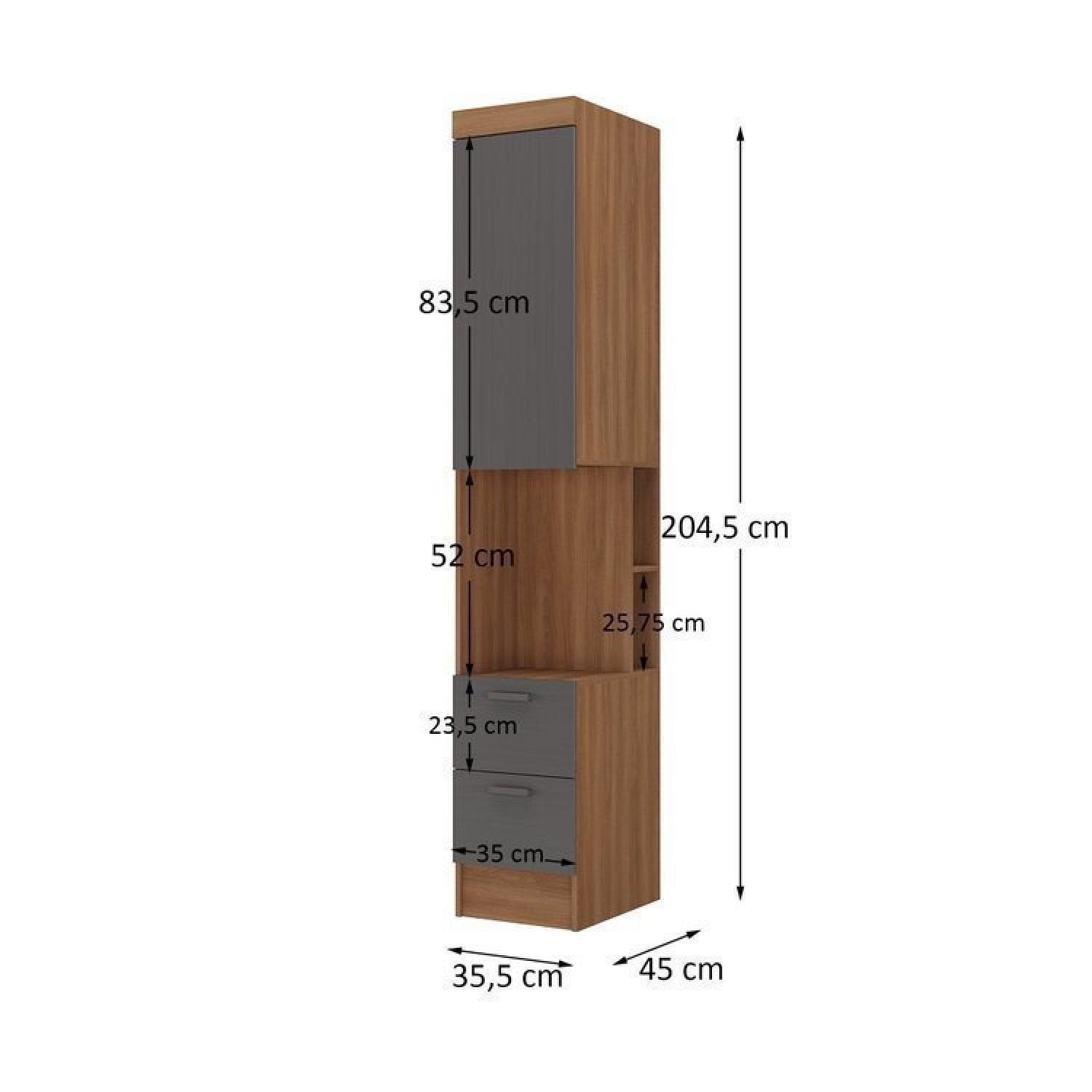 Conjunto Modulado de Quarto Infantil 4 Peças Ella Yescasa MDP Nogal e Grafite