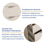Penteadeira MDF 9 Gavetas com Espelho e LED Foscarini 8402 Bege/Argila/Carvalho Hanover