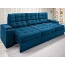 Sofá com Porta Copos e Carregador USB Eureka Velosuede Assento Retrátil e Reclinável NETSOFAS