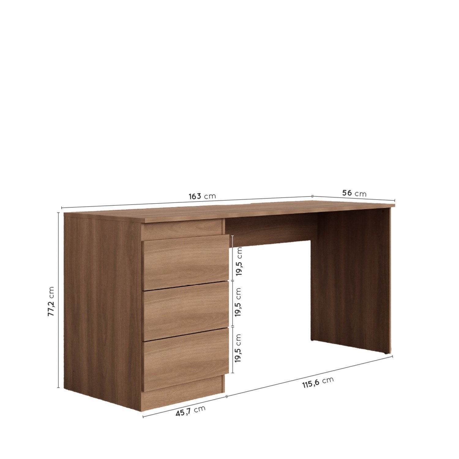 Escrivaninha Mesa Escritório Hera 3 Gavetas 163cm CabeCasa MadeiraOriginals