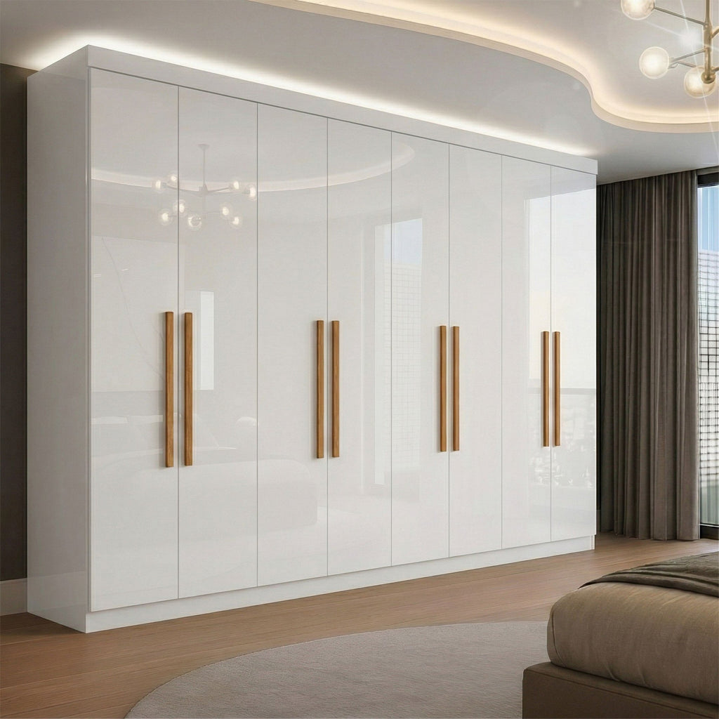 Guarda-Roupa Casal 8 Portas 4 Gavetas Paris Espresso Móveis Cinza/Ônix