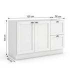 Balcão para Pia 2 Portas 2 Gavetas 120cm sem Tampo Unna Yescasa Branco