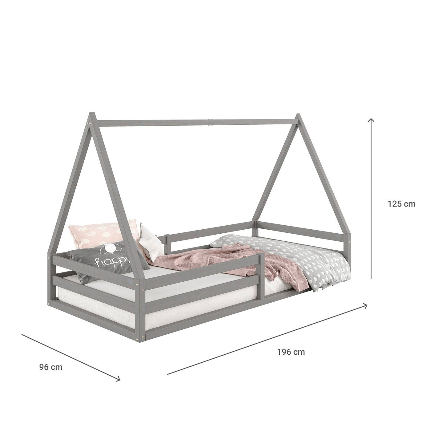Cama Montessoriana Casa Madeira Maciça Pinus Sila com Estrado Idimex