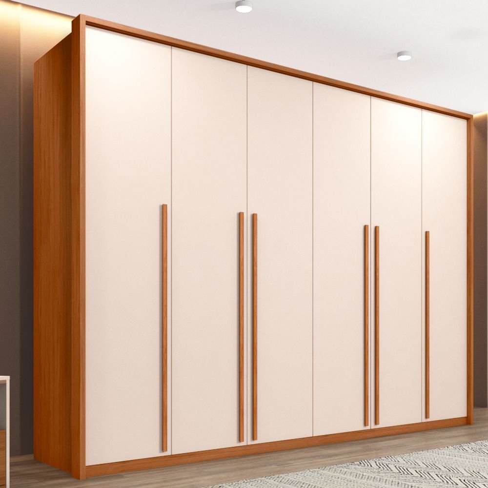 Guarda-Roupa Casal 6 Portas 6 Gavetas Suburban Gold Espresso Móveis 100% MDF Marrom/Freijó/Off White