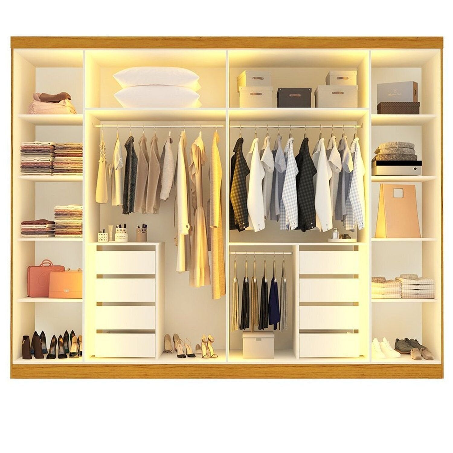 Guarda-Roupa Casal 6 Portas 8 Gavetas Reflecta Cumaru Yescasa 100% MDF Marrom/Marrom