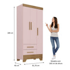 Quarto Infantil Completo Guarda-Roupa 3 Portas 2 Gavetas com Cômoda Selene Espresso Móveis
