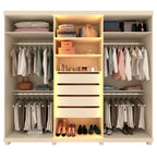 Guarda-Roupa Casal 6 Portas com Pés e LED Absolut New Reflecta 100% MDF Off White Gelius Móveis