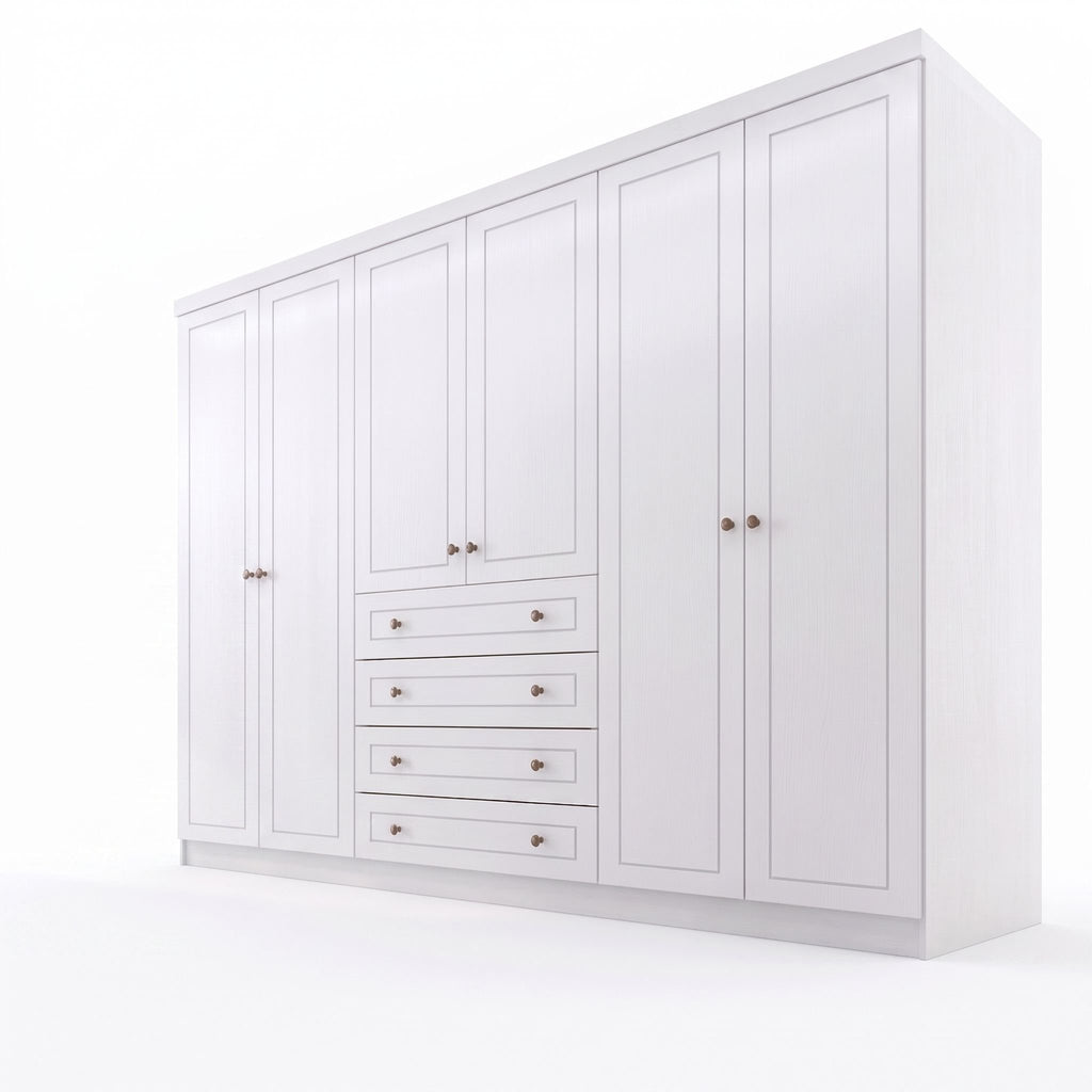 Guarda-Roupa Casal 6 Portas 4 Gavetas Nova York Espresso Móveis Branco