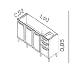 Balcão Cozinha em Aço 4 Portas 2 Gavetas 160cm sem Tampo New Premium Itatiaia Branco