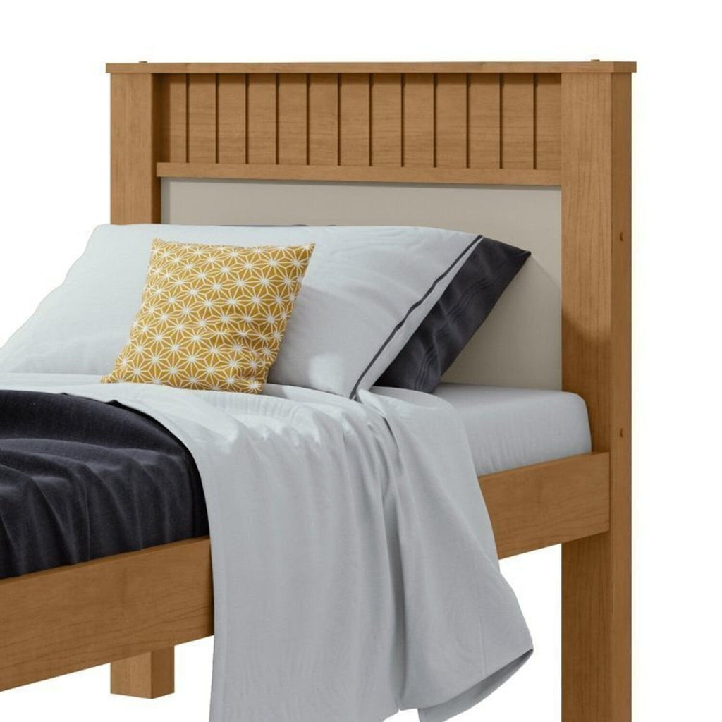 Kit Quarto Infantil com Guarda-Roupa 4 Portas e Cama de Solteiro Marrom Amêndoa Clean Móveis Lopas
