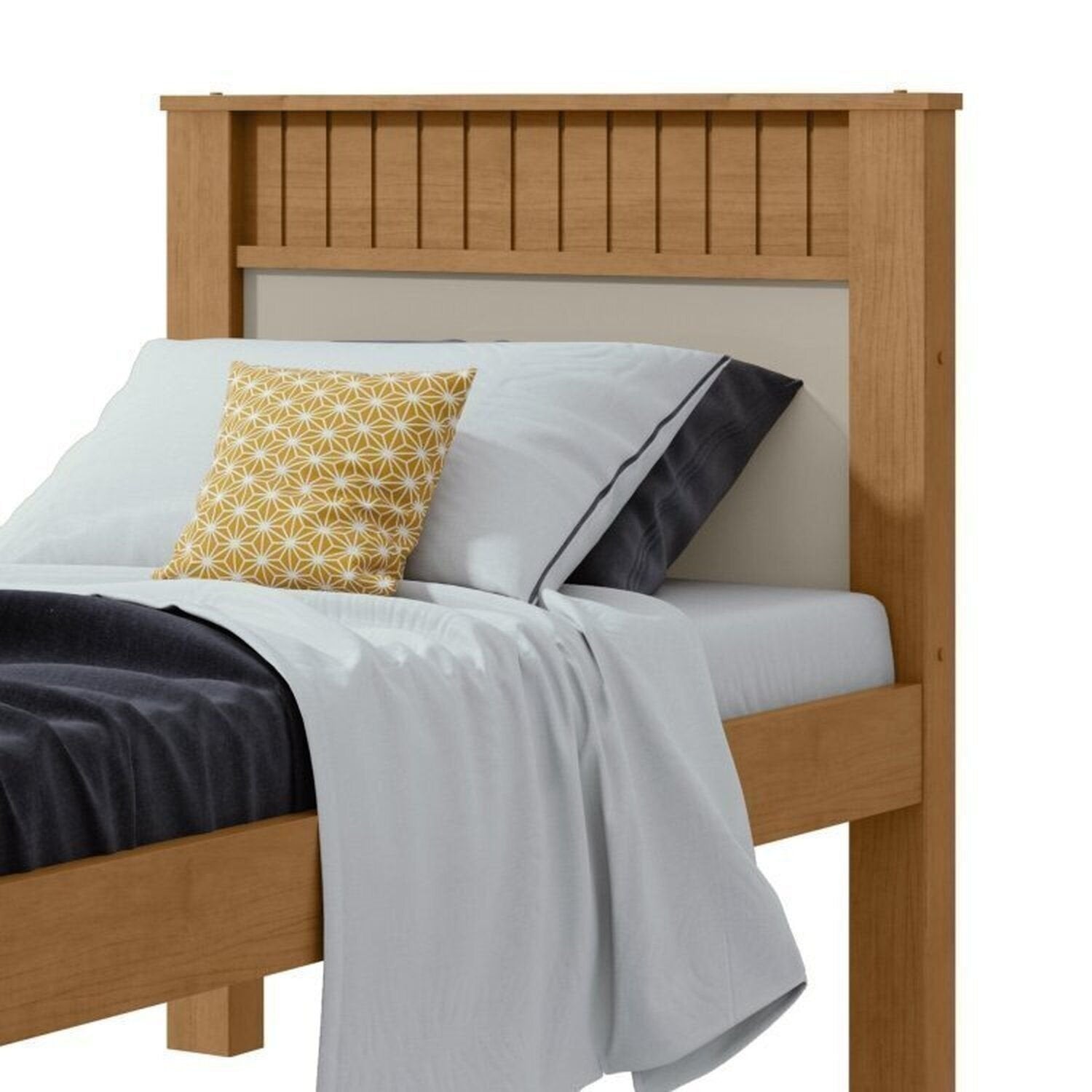 Kit Quarto Infantil com Guarda-Roupa 4 Portas e Cama de Solteiro Marrom Amêndoa Clean Móveis Lopas