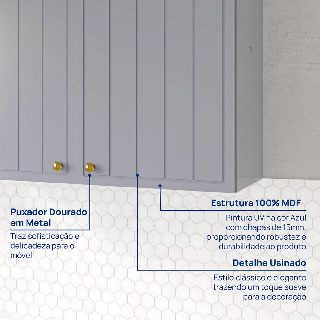 Armário Aéreo 2 Portas 80cm Marselha CabeCasa MadeiraOriginals Azul/Sereno
