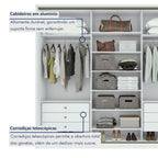 Guarda-Roupa Casal 3 Portas de Correr 6 Gavetas 270cm Spazio Yescasa 100% MDF Branco