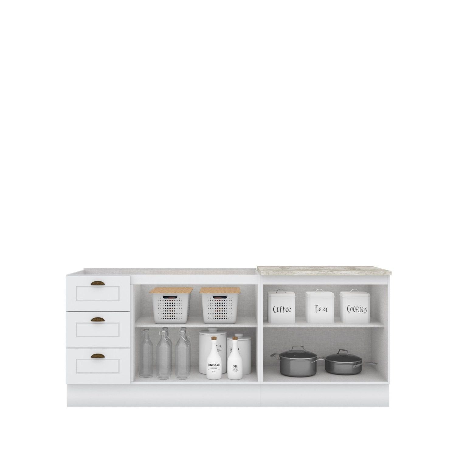 Cozinha Compacta Modulada Emily 4 Portas 3 Gavetas Branco/HP/Calcare Espresso Móveis