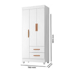 Quarto Bebê Infantil com Guarda-Roupa 3 Portas e 2 Gavetas com Cômoda 4 Gavetas e 2 Portas Lite Móveis Leão Branco