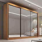 Guarda-Roupa Casal 3 Portas Espelhadas 6 Gavetas Qatar D Doro 100% MDF Marrom/Cinamomo
