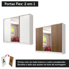 Guarda-Roupa Casal 100% MDF Madesa Zurique 3 Portas de Correr com Espelho