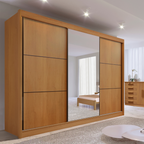 Guarda-Roupa Casal 3 Portas de Correr 6 Gavetas Miami D Doro 100% MDF Cinamomo/Off White