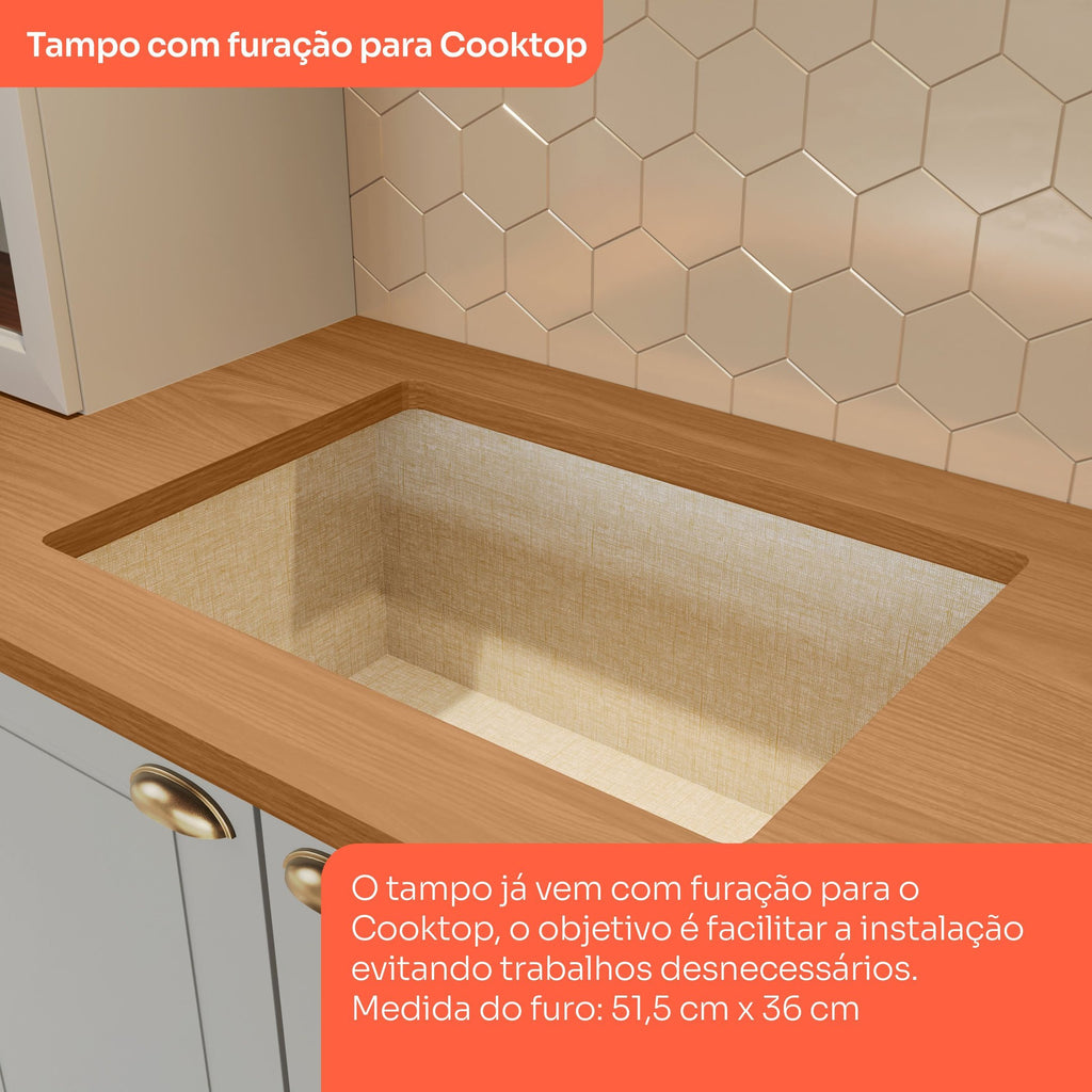 Cozinha Completa Modulada Emily 6 Peças Aéreo Microondas Cinza/Nature Espresso Móveis