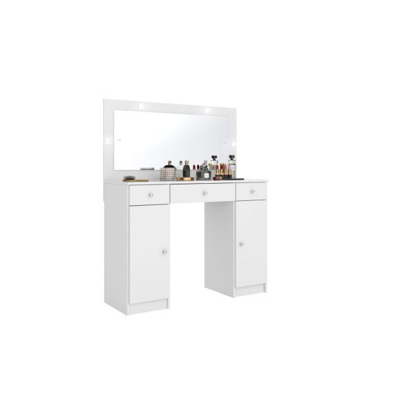 Penteadeira Camarim com Espelho LED 3 Gavetas 2 Portas Carisma Demóbile Branco