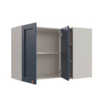 Armário Aéreo de Canto Reto 2 Portas 3 Nichos Arizona CabeCasa MadeiraOriginals Azul/Branco