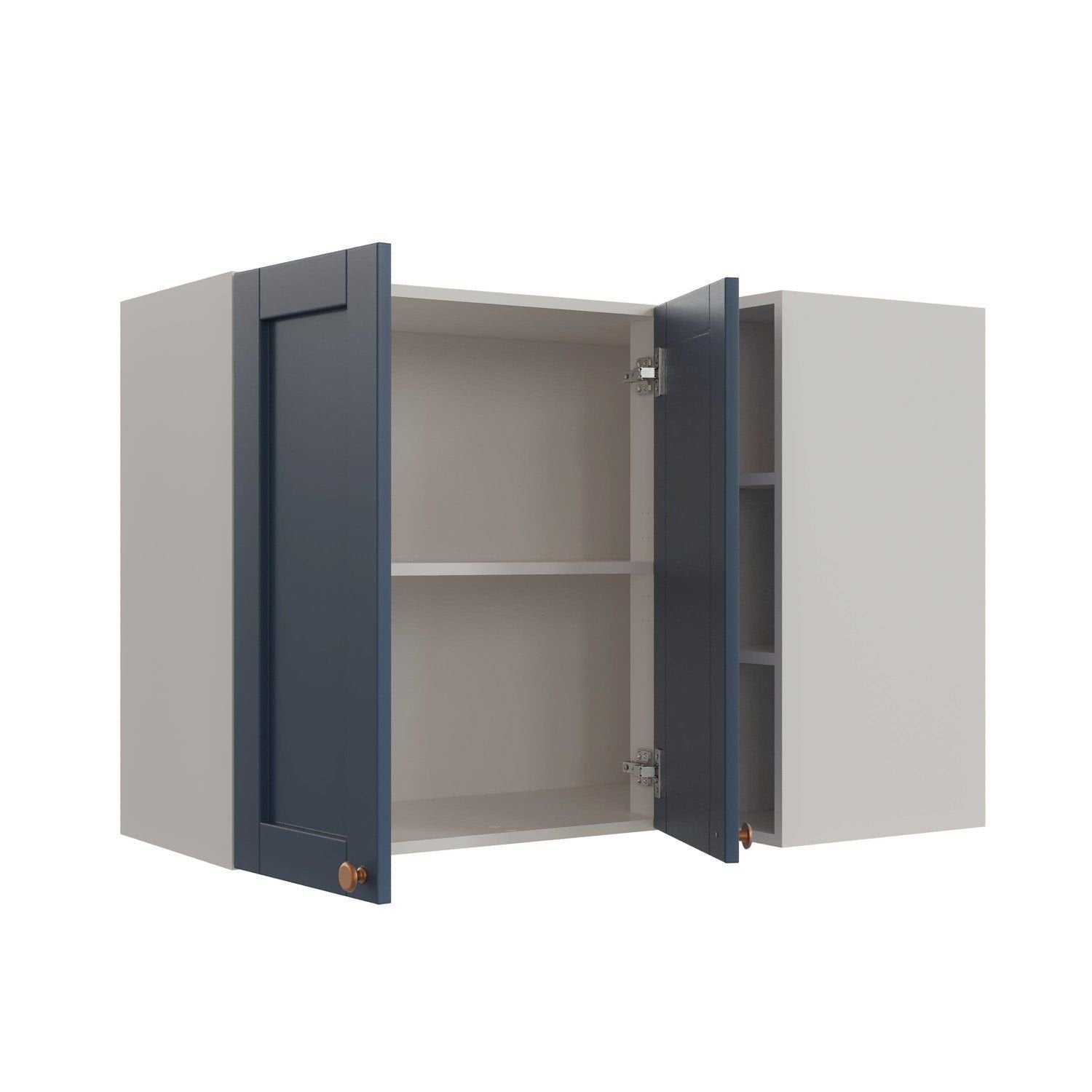 Armário Aéreo de Canto Reto 2 Portas 3 Nichos Arizona CabeCasa MadeiraOriginals Azul/Branco