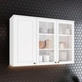 Armário Aéreo 3 Portas 120cm Emily Espresso Móveis Branco HP