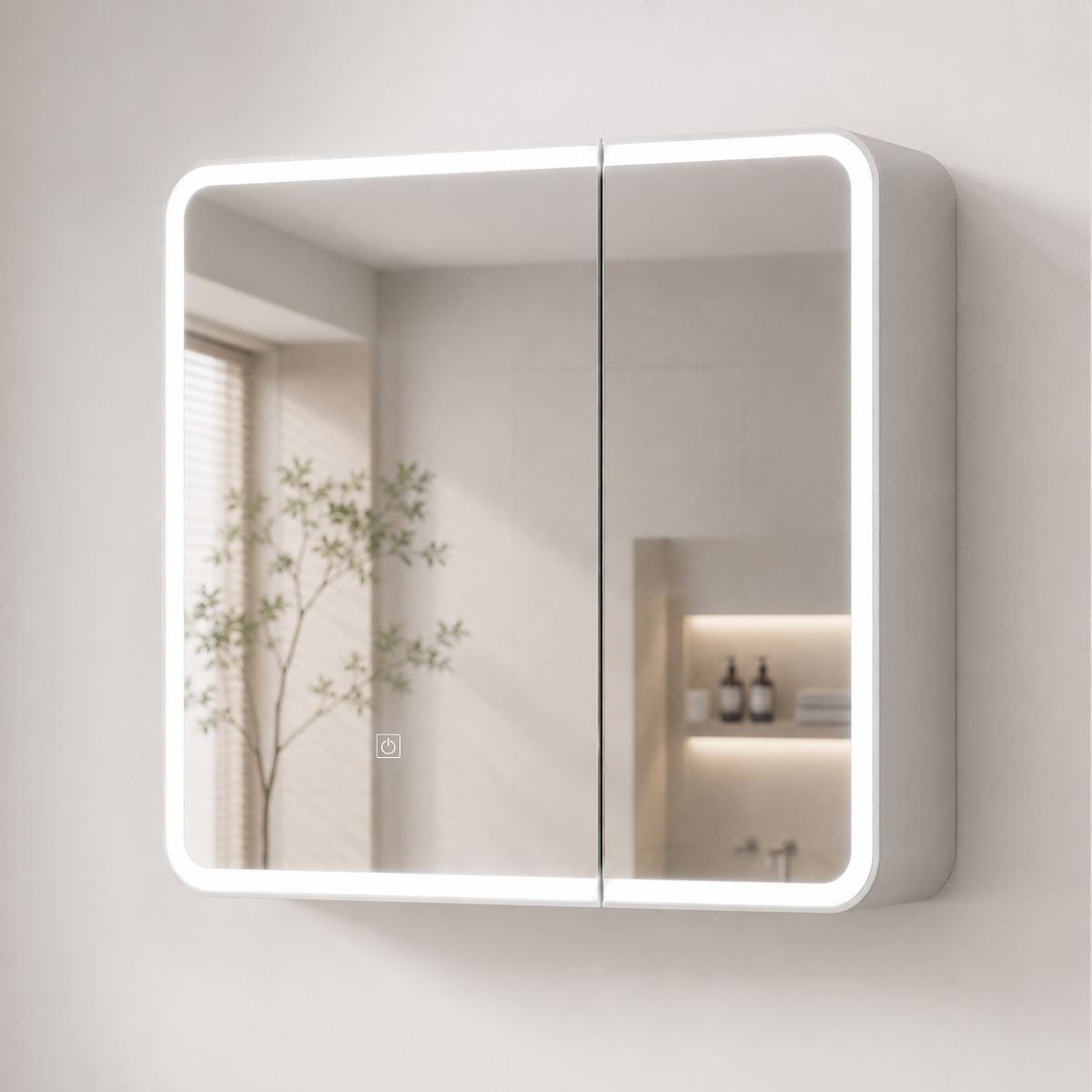 Espelheira para Banheiro 2 Portas LED Touch Kyoto Brovália 68cm Resistente à Umidade