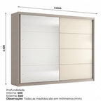 Guarda-Roupa Casal Henn Dream 2 Portas Deslizantes com Espelho 100% MDF Off White/Avelã