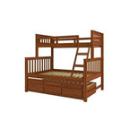Triliche Cama Casal Madeira Maciça Pinus com Cama Auxiliar e 3 Gavetas Móveis Saraiva Castanho Claro